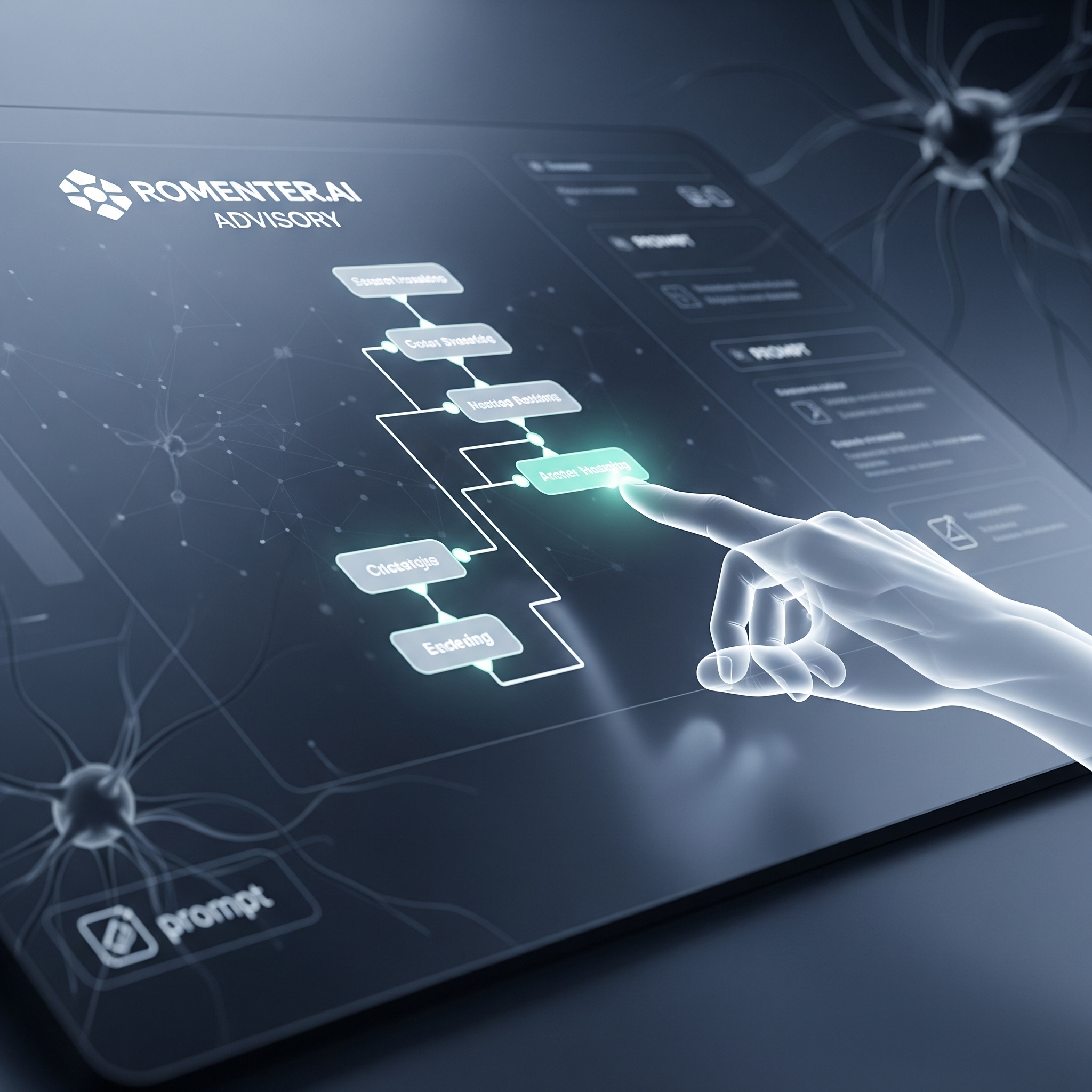 Romenter.AI Advisory conceptual graphic